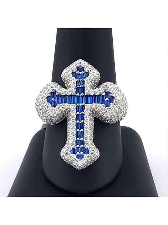 Other - 925 Silver Cross Ring Bugget and round cubic zirconia